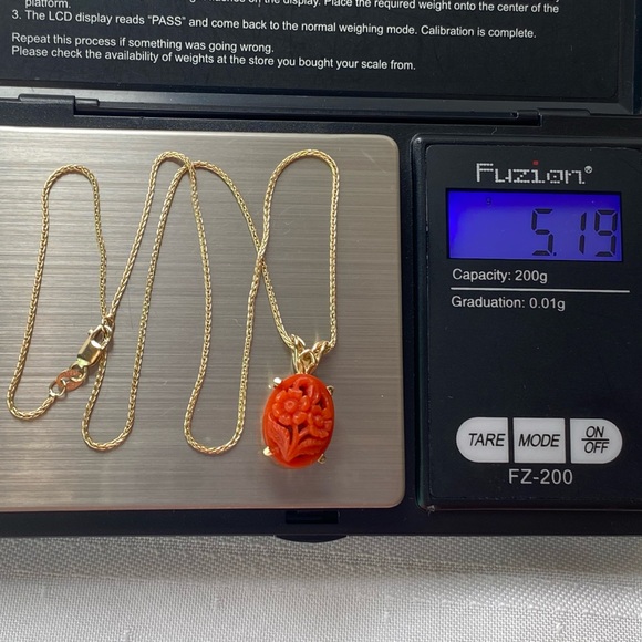 14k Solid Gold Italian Coral Floral Filigree Pendant Necklace 5.19g - Picture 5 of 16